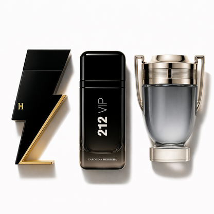 Combo de 3 perfumes Carolina Herrera BAD BOY, Carolina Herrera 212 VIP BLACK e Paco Rabanne INVICTUS 100ml